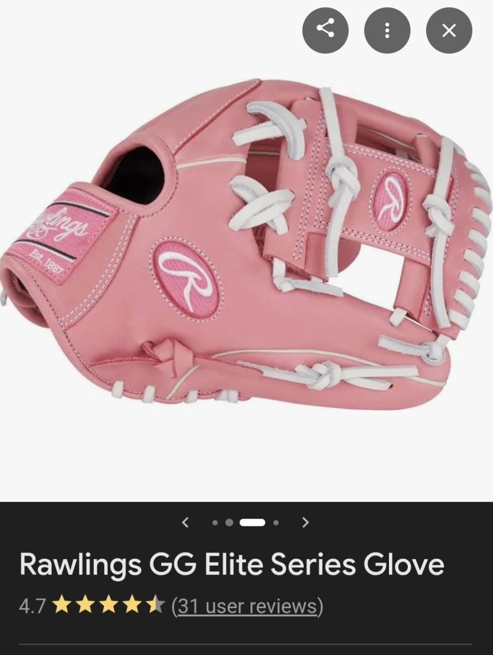 Rawlings Gold Glove GG Elite 11.5 Inch Baseball Glove Pink - Picture 5 of 13